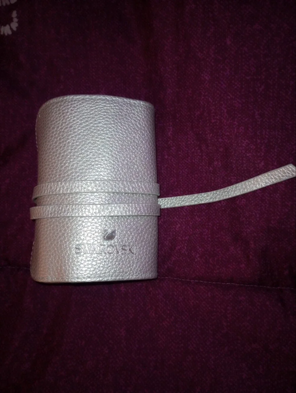 Swarovski Silver Pebbled Leather Jewelry Roll